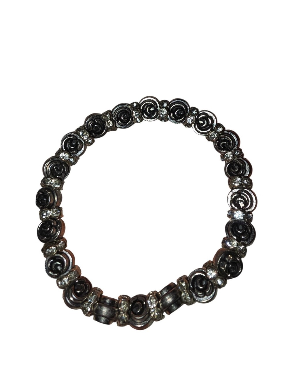 Silver Floral Crystal Stretch Bracelet